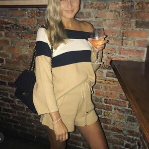 Sabo skirt matching tan knit set